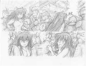 Original Megatokyo Pencil Drawing: Comic 1466, Chapter 12, Ep 31, sheet A