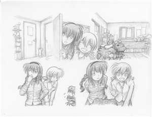 Original Megatokyo Pencil Drawing: Comic 1488, Chapter 12, Ep 53, sheet A