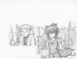 Original Megatokyo Pencil Drawing: Comic 1545, Chapter 12, Ep 108, sheet C